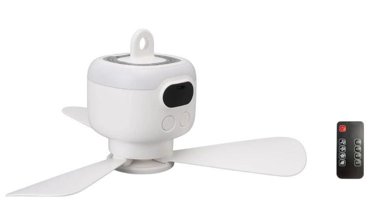 Rechargeable Ceiling Fan with Night Light and Remote Control - White