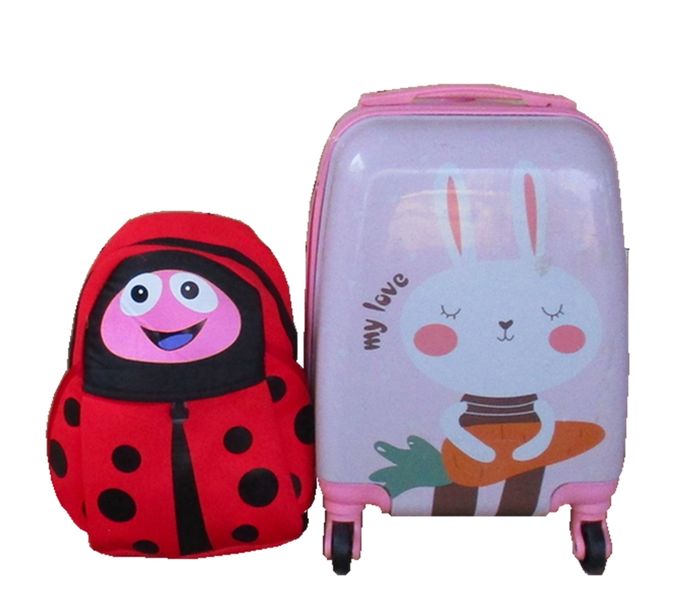 Bunny Kids Suitcase &amp; Red Ladybug Backpack Set - Travel Combo