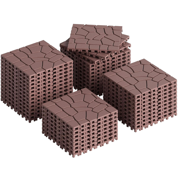 44-Pack 12x12" Plastic Deck Tiles, Interlocking &amp; All-Weather for Outdoors