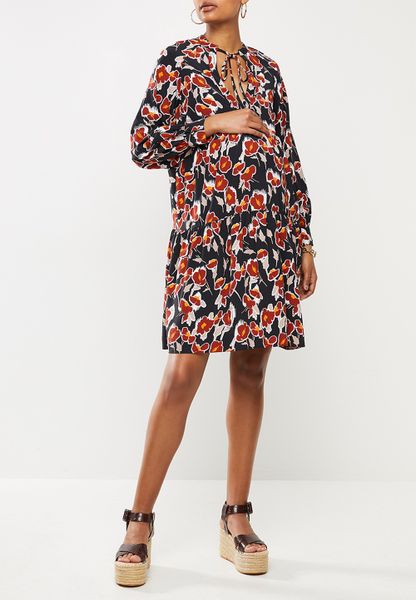 Women's Glamorous Maternity floral tunic - black rust