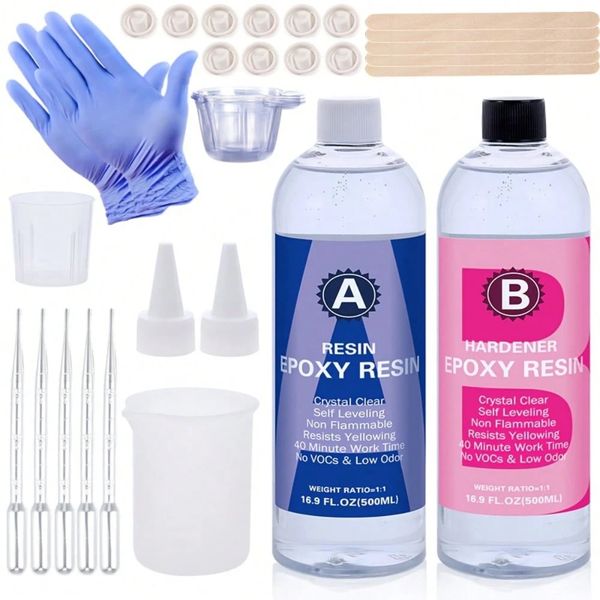 Crystal Clear 1000ml Epoxy Resin A &amp; B Hardener Kit (500ml + 500ml)