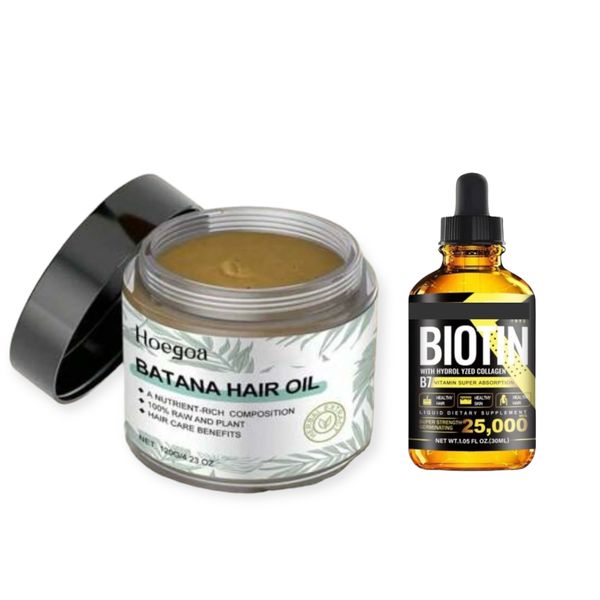 Hoegoa Batana Butter &amp; Biotin Hair Oil- Ultimate Hair Revival Duo