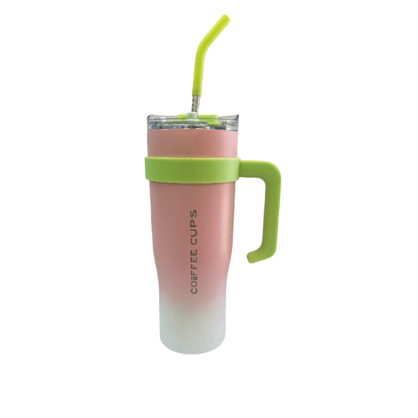 1.2L Tumbler Stainless Steel Vacuum Mug Cup with Handle,Lid&amp;Straw-Gradient