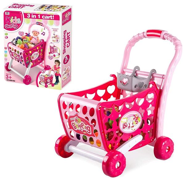 30 Piece Shopping Cart Kids Pretend Play Grocery Food Trolley Toy Set