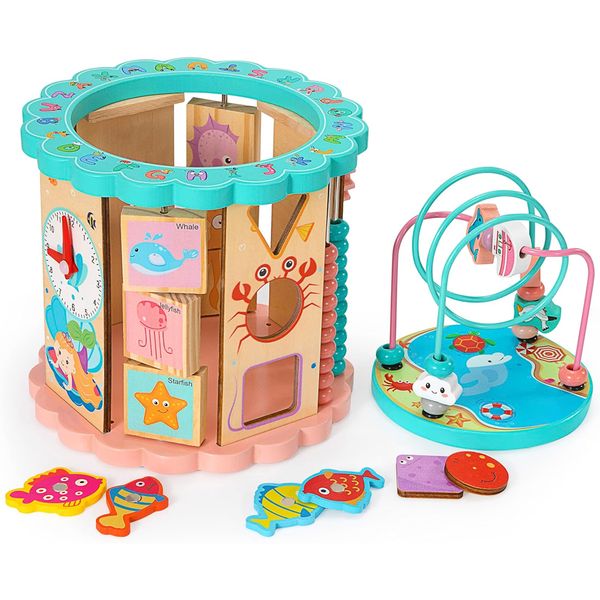 8 in 1 Games Activity Cube for Kid Educational Beads Toy Montessori Skill