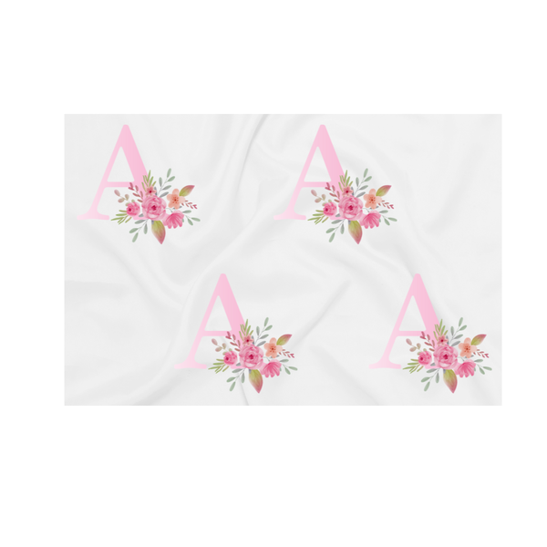 Baby Blanket - Pink Flowers - Letter A