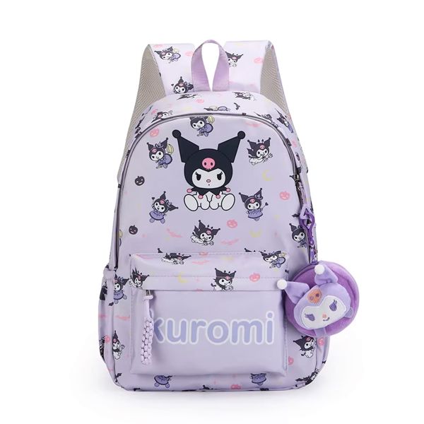 Cute Kuromi Hello Kitty Backpack with Coin Purse - Purple