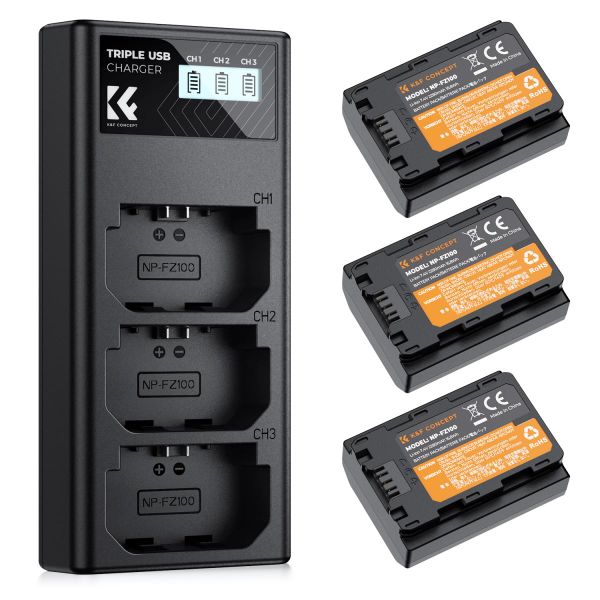 K&amp;F NP-FZ100 Kit - 3 Sony Compatible Batteries &amp; Triple Charger | KF28.0038