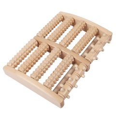 5-Row Wooden Foot Massage Roller Large Reflexology for Plantar Relief