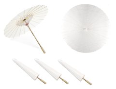 Pure White Handmade Chinese Umbrella Parasol for Party or Decoration - 3 Piece