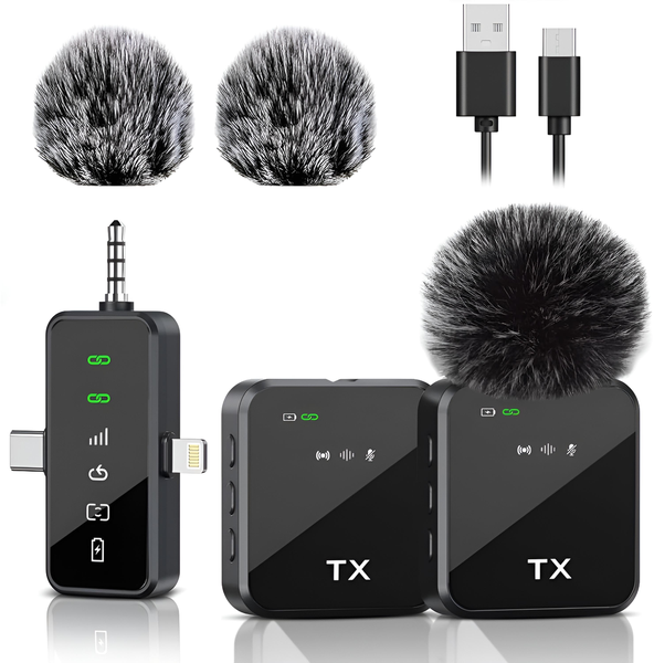3 in 1 Mini Microphone Wireless Lavalier Microphone for Laptop Camera Phone