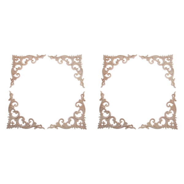 4Pcs/Set Wood Carved Corner Onlay Applique For Home Decoration 15Cm