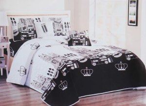 5 Pieces Solid Embossed Bedspread Bed Cover C