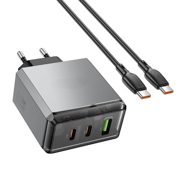 65W PD Fast Wall Charger 2×USB-C &amp; 1×USB-A Ports Laptop &amp; Phone Charger Set