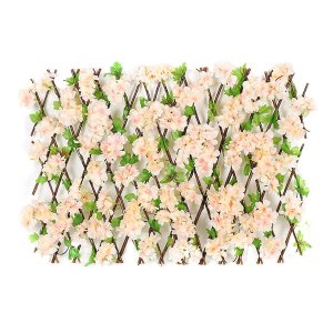 110cm Wooden Hedge with Artificial Flower Fence Screen Expanding Trellis