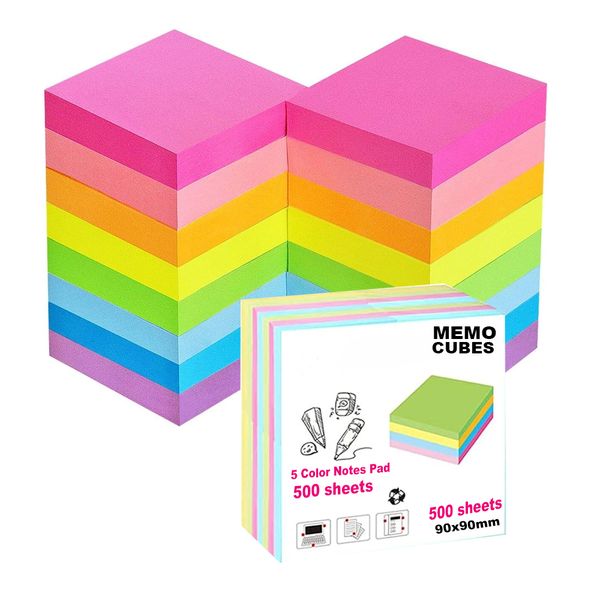 1000 Sheets - Bright Colored Memo Pad for Office Supplies, School, Home