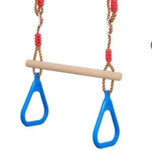 Wooden Trapeze Swing with Plastic Triangular Gym Rings