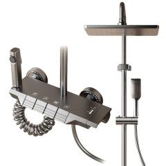 Thermostatic Shower System - 4-Function Piano Key Faucet with Rain Shower