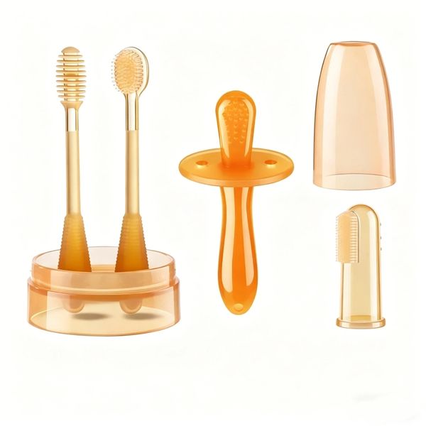 Baby Oral Care Set: Silicone Toothbrush &amp; Tongue Cleaner