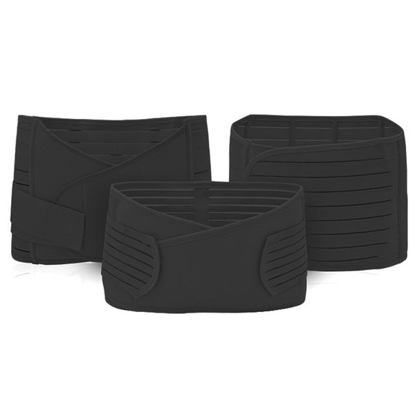 3-in-1 Post Partum Belly Band Wrap Set, Body Shaper-Black (Size:L )