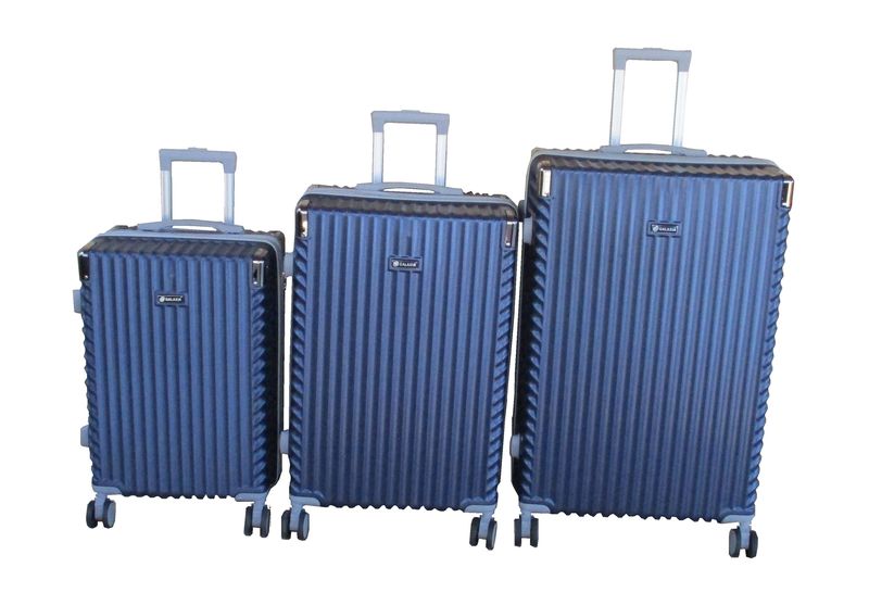 3-Piece Hard-Sided ABS Luggage Set Spinner Wheels, Navy Blue, Lightweight