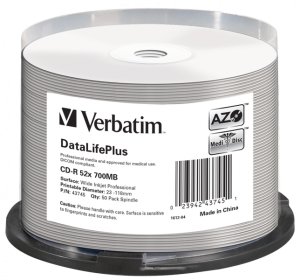 Verbatim Cd-R 700mb 52 X 50pk Wide White Printable