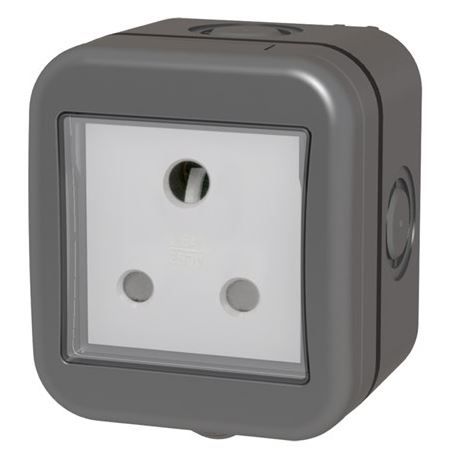 Masterplug - Ip55 Single Sa Socket - Grey