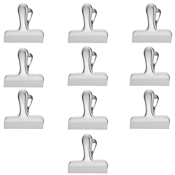 10 Pieces Stainless Steel Food Bag Clips Fresh Sealing Clip - Silver