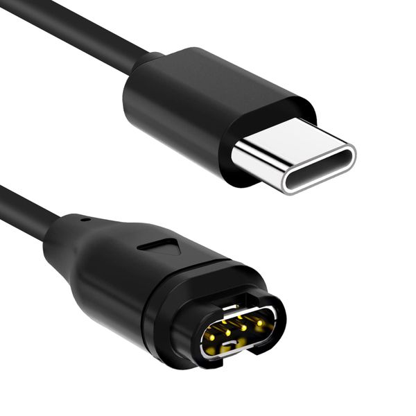 DW Replacement Garmin Fenix-5 Type-C Charging Cable. Black - 1M