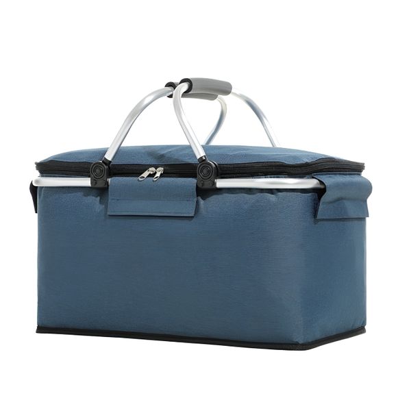 40×20×23 cm Foldable Insulated Picnic Bag for Outdoor Use - Grey