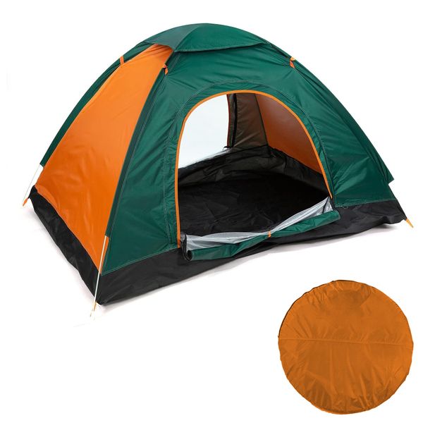 200x200cm 3 Person 2 Door Dome Pop Up Tent with Sunroof &amp; Inner Lining