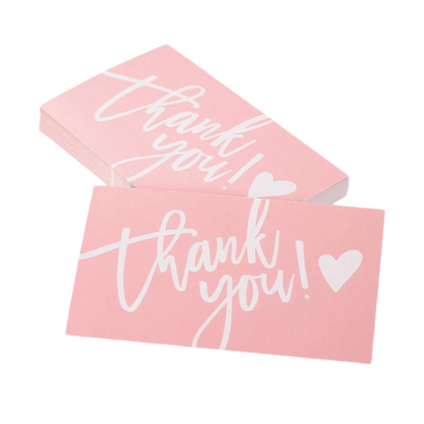 50pcs "Thank You" Gift Cards - Pink/White
