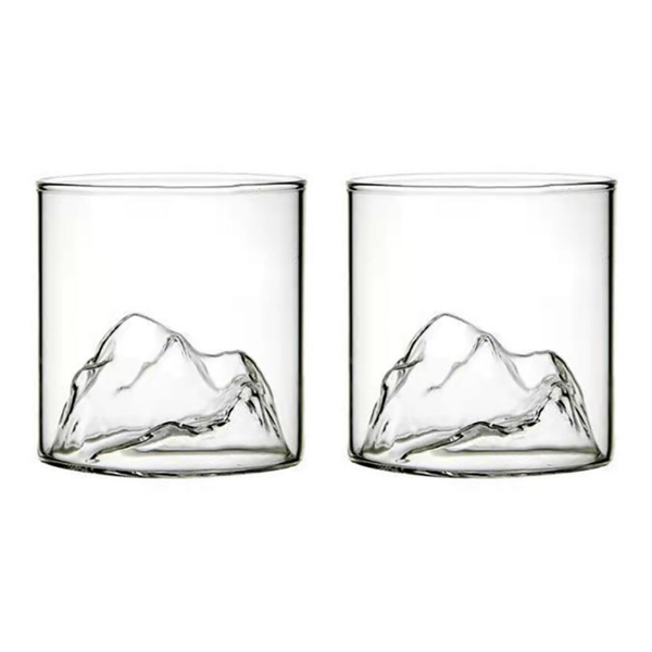 Bestby 180ml Mountain View Base Whiskey Glasses for Hot &amp; Cold Drinks 2Pack