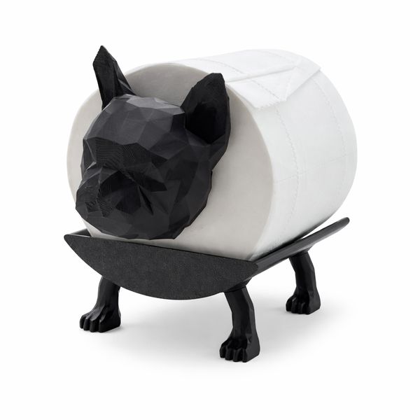 Geometric Dog Toilet Paper Holder with Toilet Paper Roll