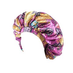 Wax-Dyed Print Wide-Brim Satin Bonnet - Pastel