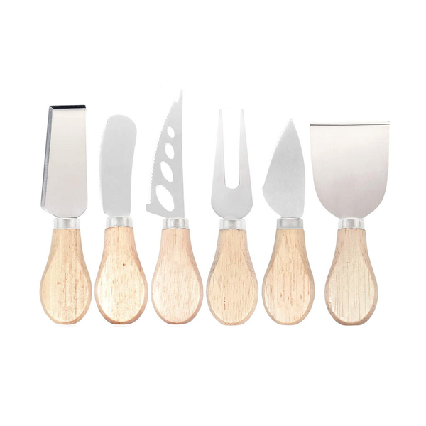 Pack Of 6 Stainless Steel Cheese Knife &amp; Spreader With Wooden Handles Set