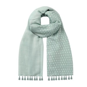 SoGood-Candy - Scarf - Mint Green Pattern Block with Tassels