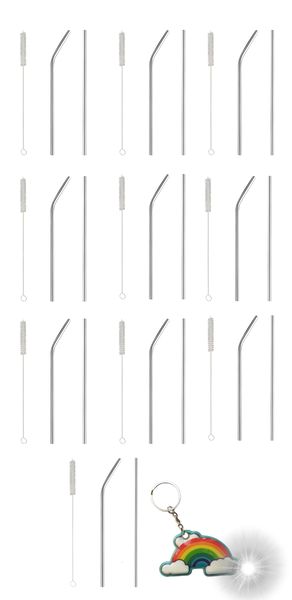 Sustainable Living Stainless Steel Straws and Free Keychain - Bulk Pack Of 10