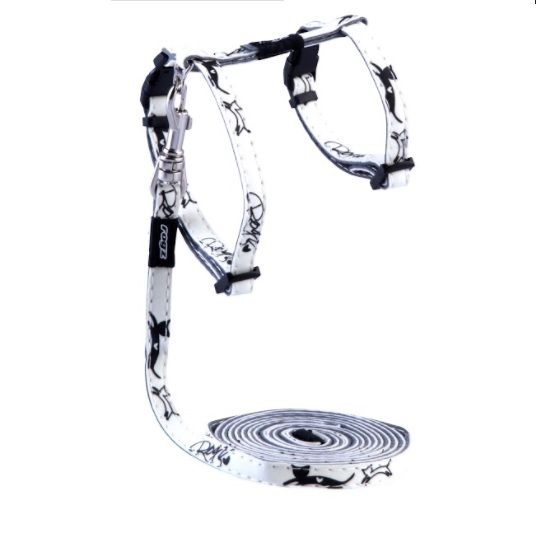 Rogz - 8mm GlowCat Cat Lead/H-Harness - Black Cat