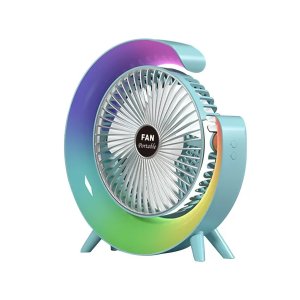 Desktop Mute 3-speed Fan Night Light-blue
