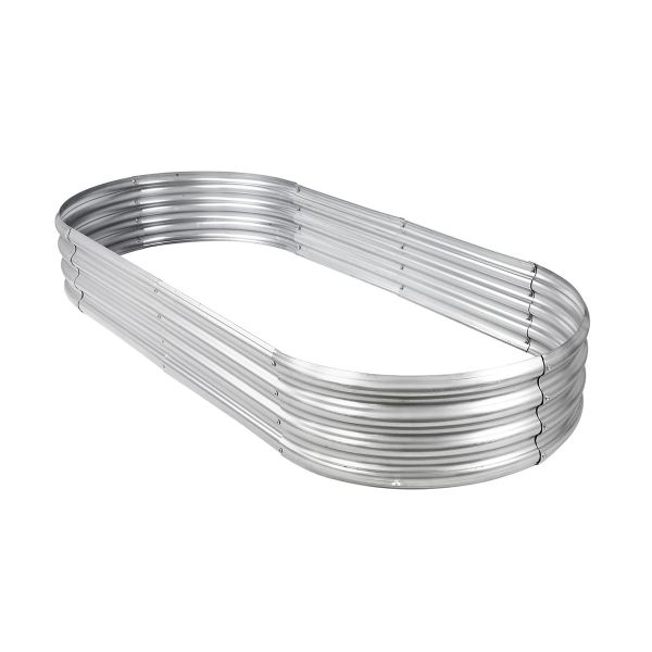 Oval Galvanised Metal Raised Bed Vegetable Planter Box-120x60x30cm