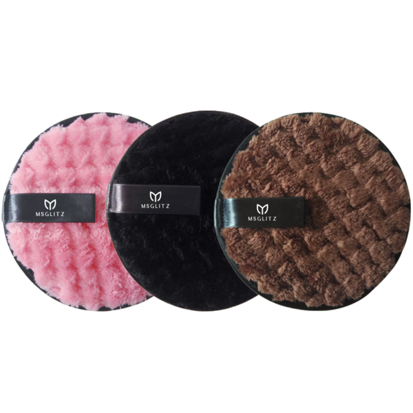 MsGlitz Makeup Remover Pads - Cleansing Reusable Microfiber - Pack of 3