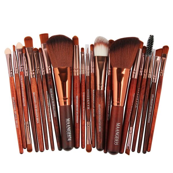22 Piece Pro Powder Foundation Eyeshadow Eyeliner Makeup Brush Set - Black