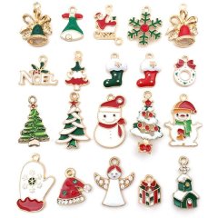 20Pcs Christmas Oil Dripping Alloy DIY Jewelry Accessories Santa