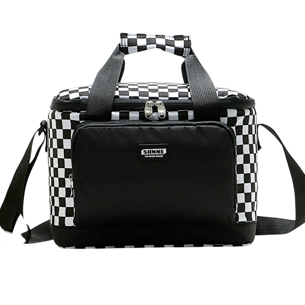 Kings Black White Check Pattern Lunch Cooler Bag