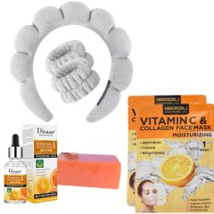 Spa headband, Vitamin C face mask and Serum and Kojic Soap