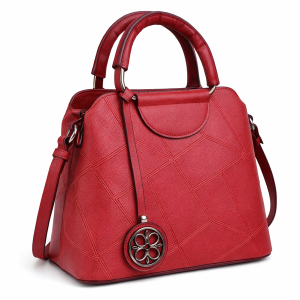 Women's PU Leather Top Handle Handbag with Detachable Strap
