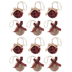 Christmas Tree Ornaments, 12 Pcs 2-1/2 Inches Red Black Buffalo