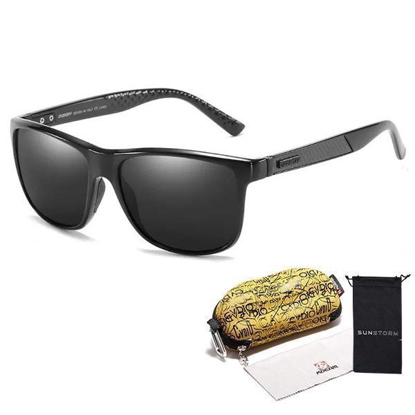 Dubery Men's Stealth Carbon Polarized Sunglasses 2023 &amp; SS Sleeve