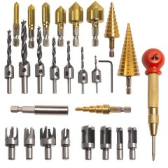 Alanes Professional 27 Pieces/Set Woodworking Chamfer Drilling Tools Kit